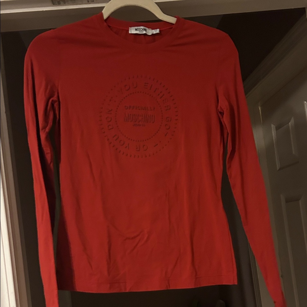 Moschino Jeans Red Graphic Long Sleeve Top